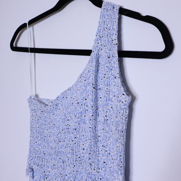 PRINCESS POLLY Elza Mini Dress Blue One Shoulder Shirred Smocked Women's 2 - Picture 6 of 14